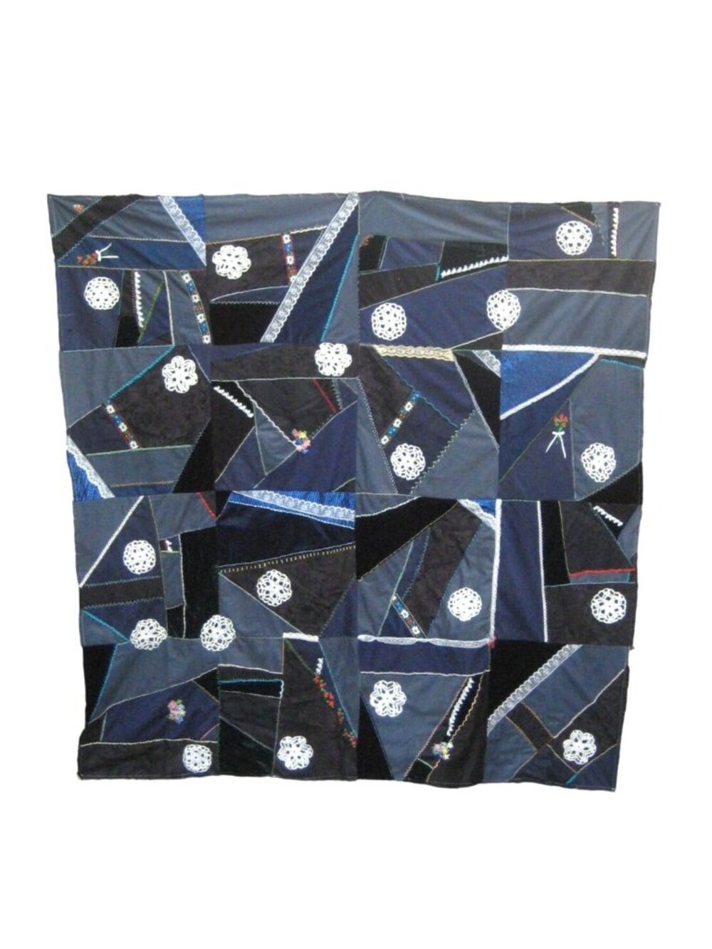 Patchwork Machine Stitch Embrodier Unfinished Crazy Quilt Hand Crafted Fabric